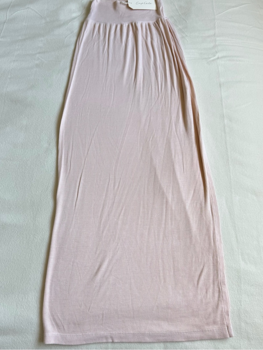 New Enza Costa Silk Rib Fluid Pencil Skirt Shell Pink - Picture 4 of 7